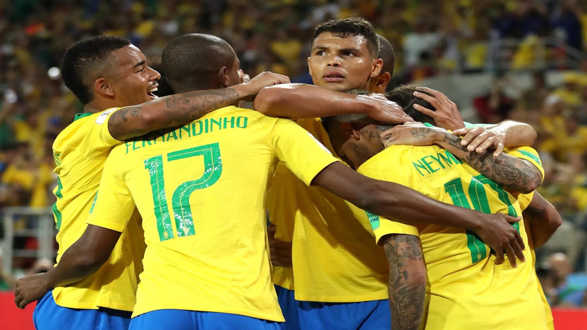 Thiago Silva e jogadores do Brasil na Copa do Mundo de 2018 – Michael Steele/Getty Images