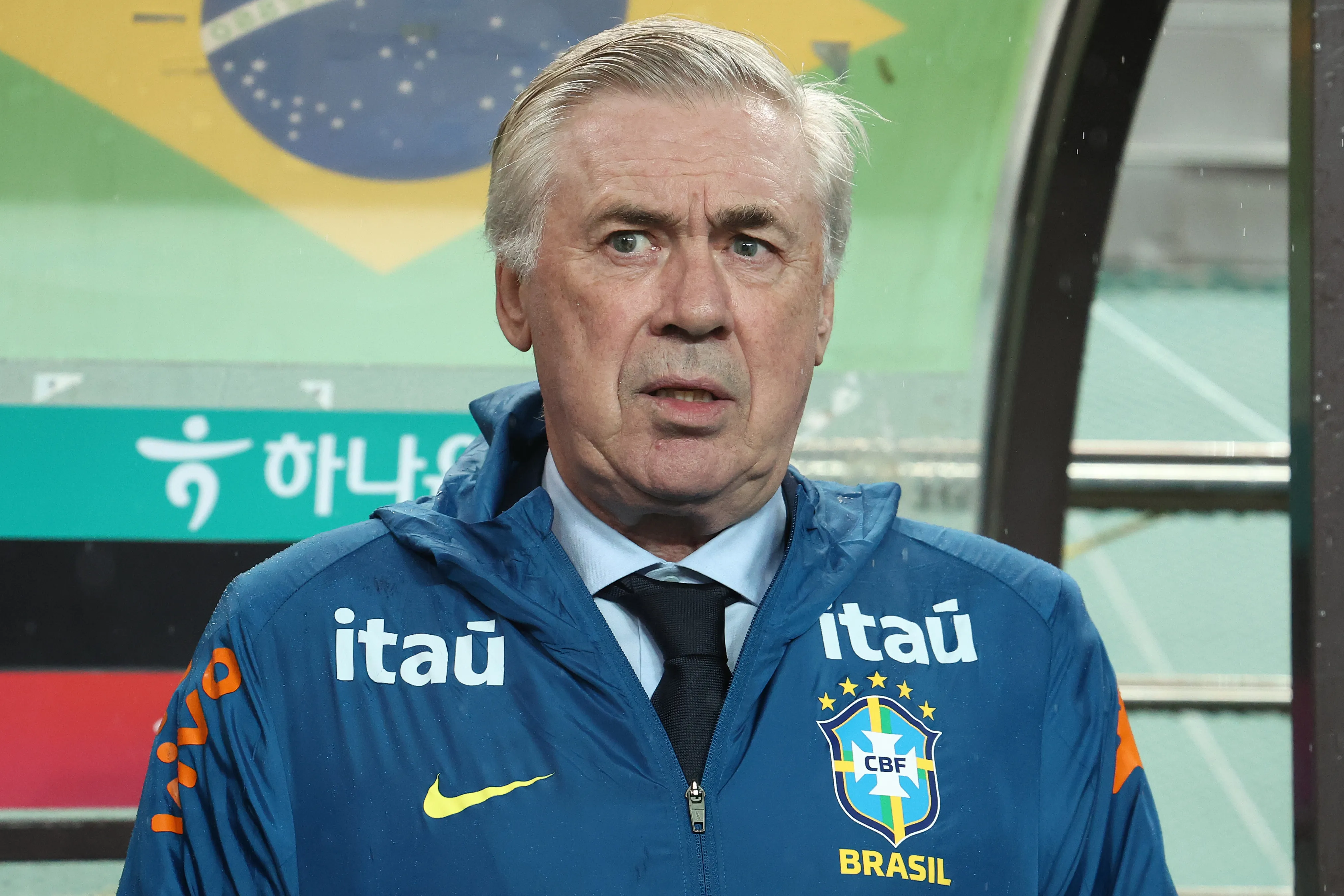 O técnico Carlo Ancelotti em jogo da Seleção Brasileira