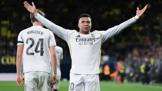 Mbappe comemora gol durante partida da LaLiga. Foto: David Ramos/Getty Images