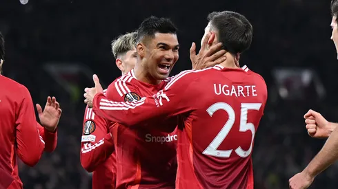 Manuel Ugarte e Casemiro. (Photo by Shaun Botterill/Getty Images)