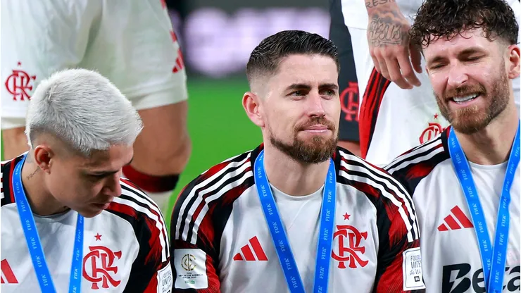 Luiz Araújo, Jorginho e Léo Pereira. (Photo by Getty Images/Getty Images)