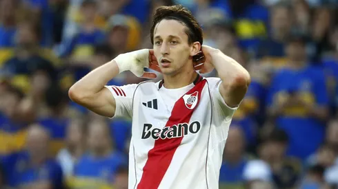 Matías Galarza em partida do River Plate. (Photo by Marcos Brindicci/Getty Images)