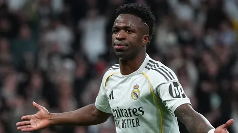 Vinicius Júnior anota golaço em jogo do Real Madrid. Foto: Angel Martinez/Getty Images