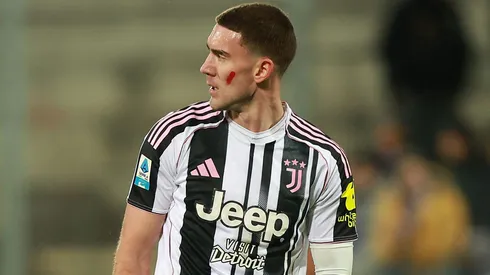Dusan Vlahovic em partida da Juventus. (Photo by Gabriele Maltinti/Getty Images)