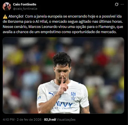 Setorista afirma que Flamengo tem interesse em Marcos Leonardo