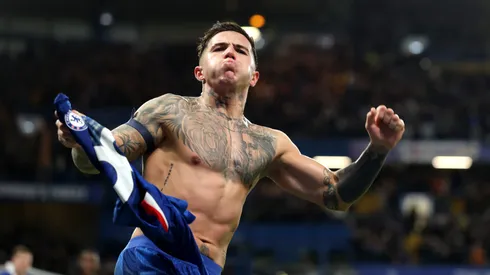 Enzo Fernández comemora gol pelo Chelsea (Richard Pelham/Getty Images)