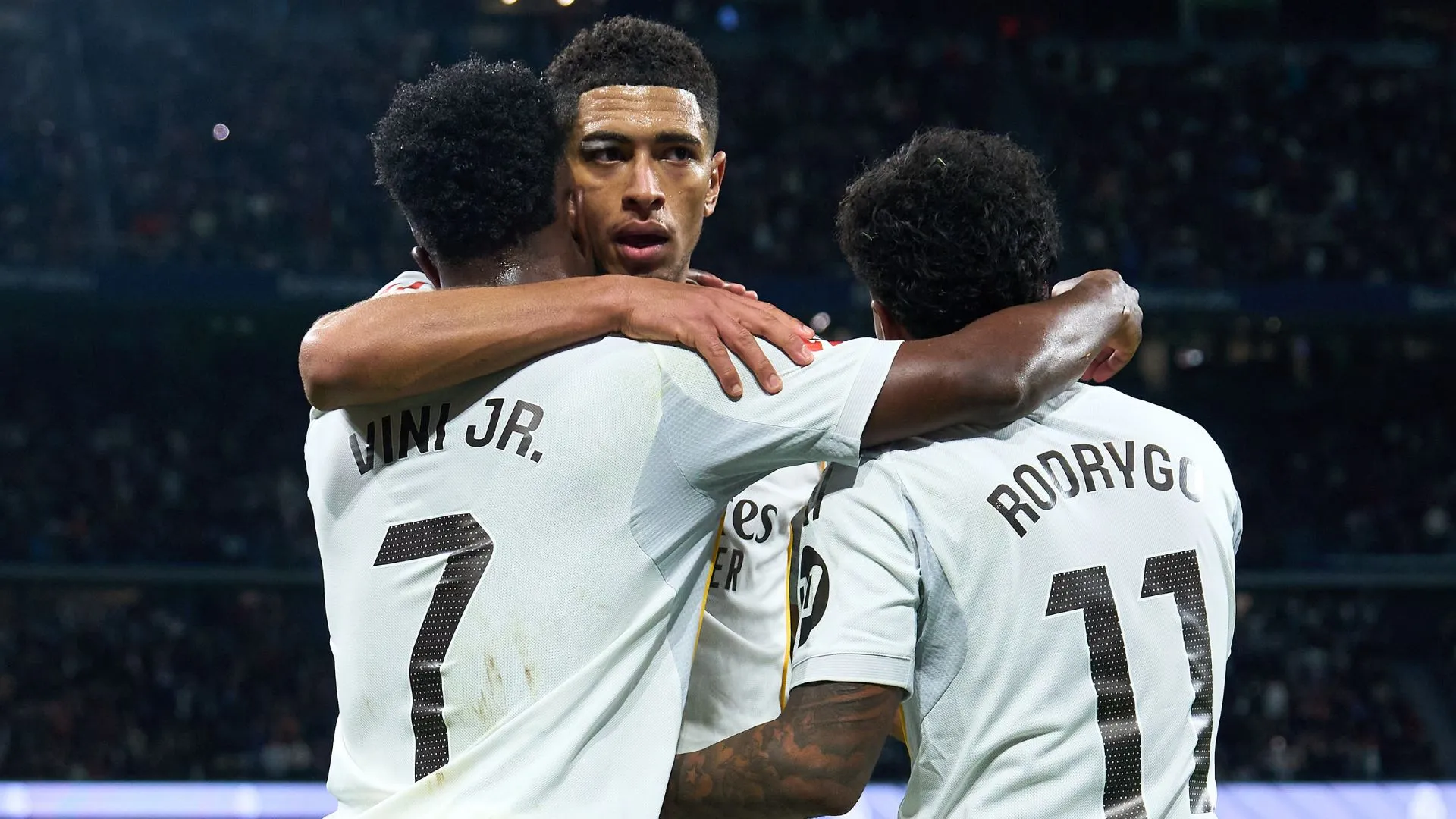Vinicius Júnior, Rodrygo e Bellingham desfalcam o Real Madrid (foto: Angel Martínez/Getty Images)