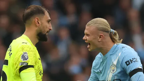 Haaland garante virada em Anfield e celebra atuação decisiva de Donnarumma. (Foto de Carl Recine/Getty Images)

