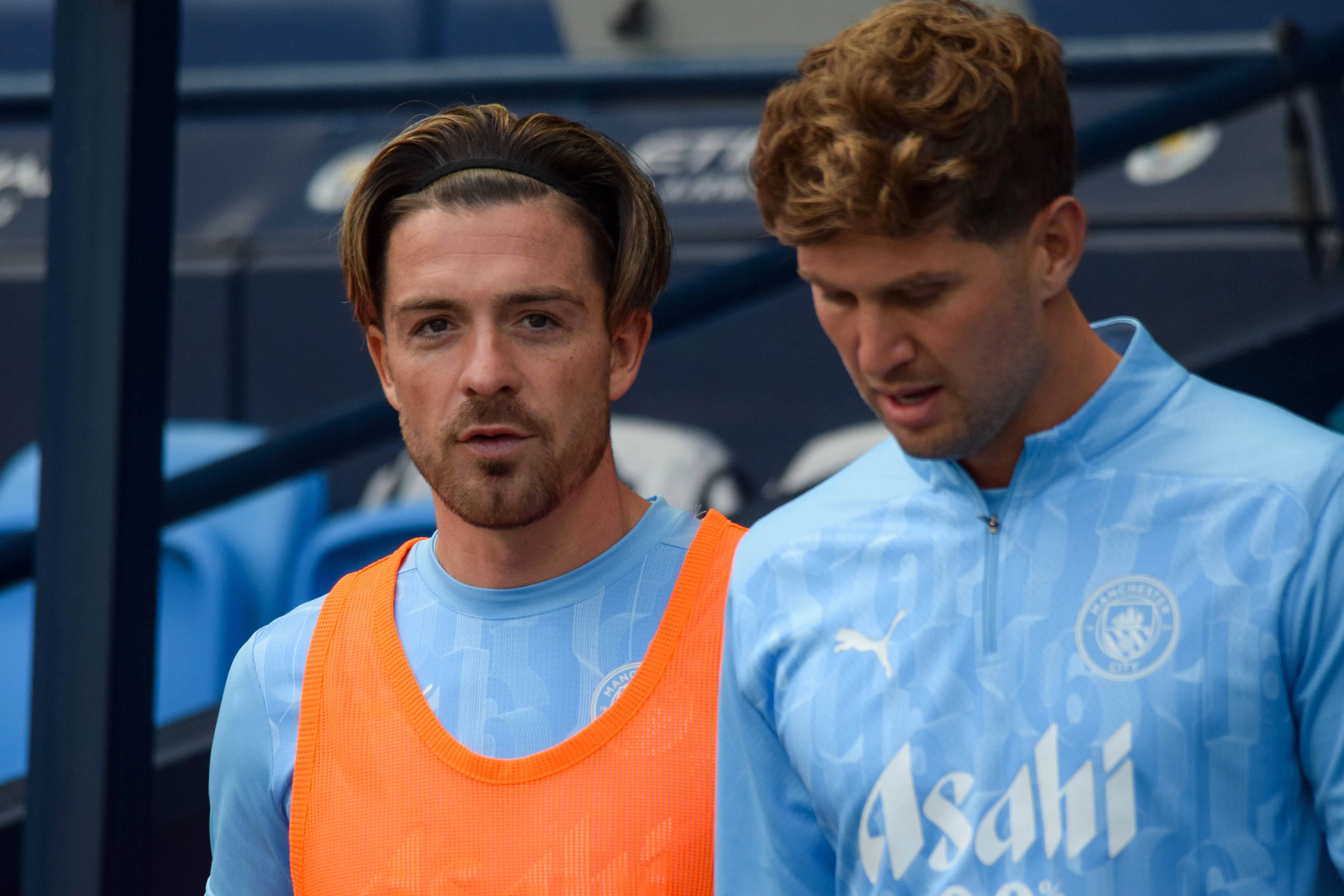 Jack Grealish e John Stones pelo Manchester City. Eles estão na mira do Everton. IMAGO /&nbsp;Every Second Media