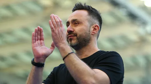Roberto De Zerbi durante partida do Olympique de Marseille. (Foto: Charlie Crowhurst/Getty Images)
