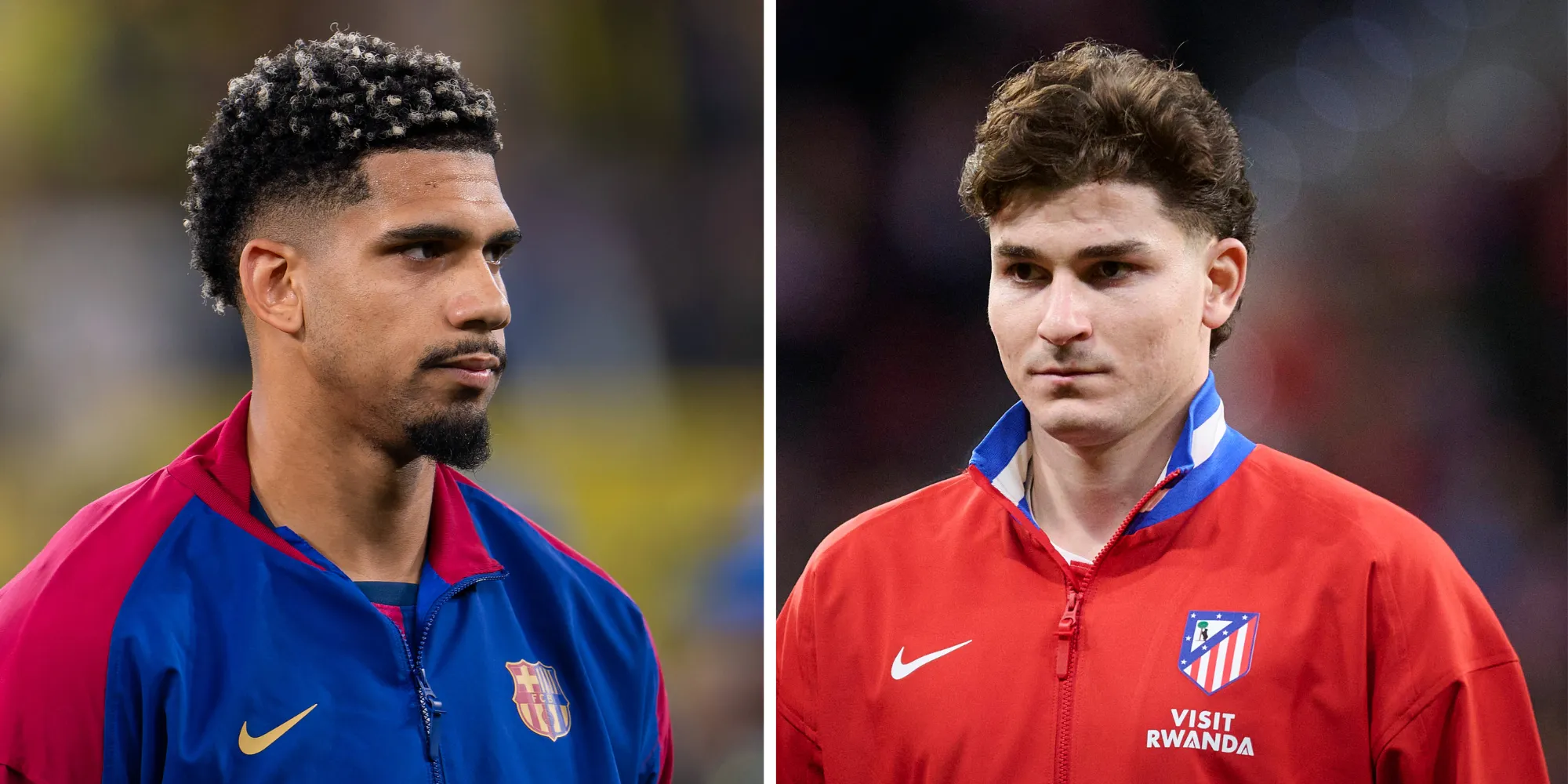 Ronald Araújo, do Barcelona E Julián Álvarez do Atlético. Fotos: IMAGO / Alterphotos e / Orange Pictures