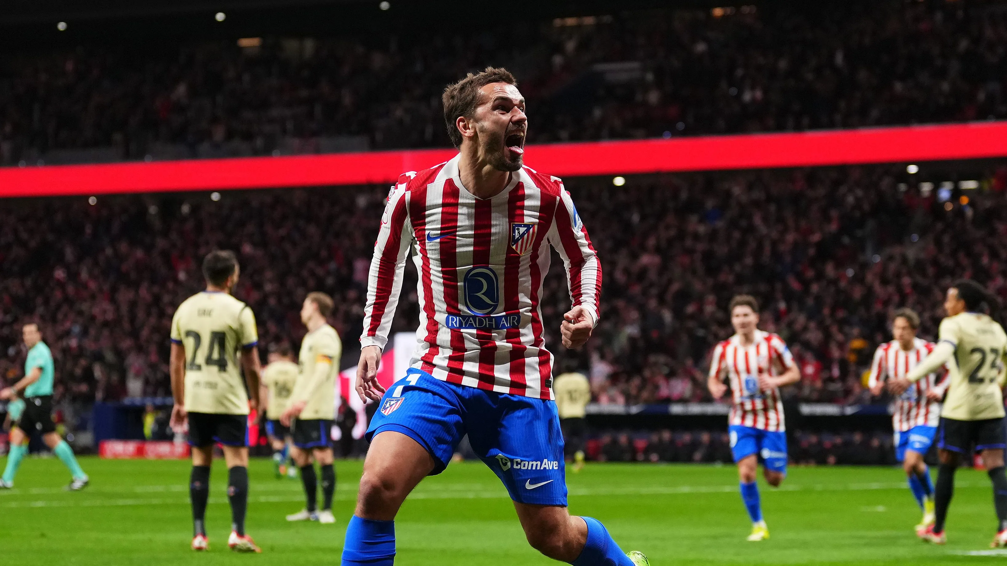 Griezmann comemorando em goleada do Atlético de Madrid. Foto: Angel Martinez/Getty Images