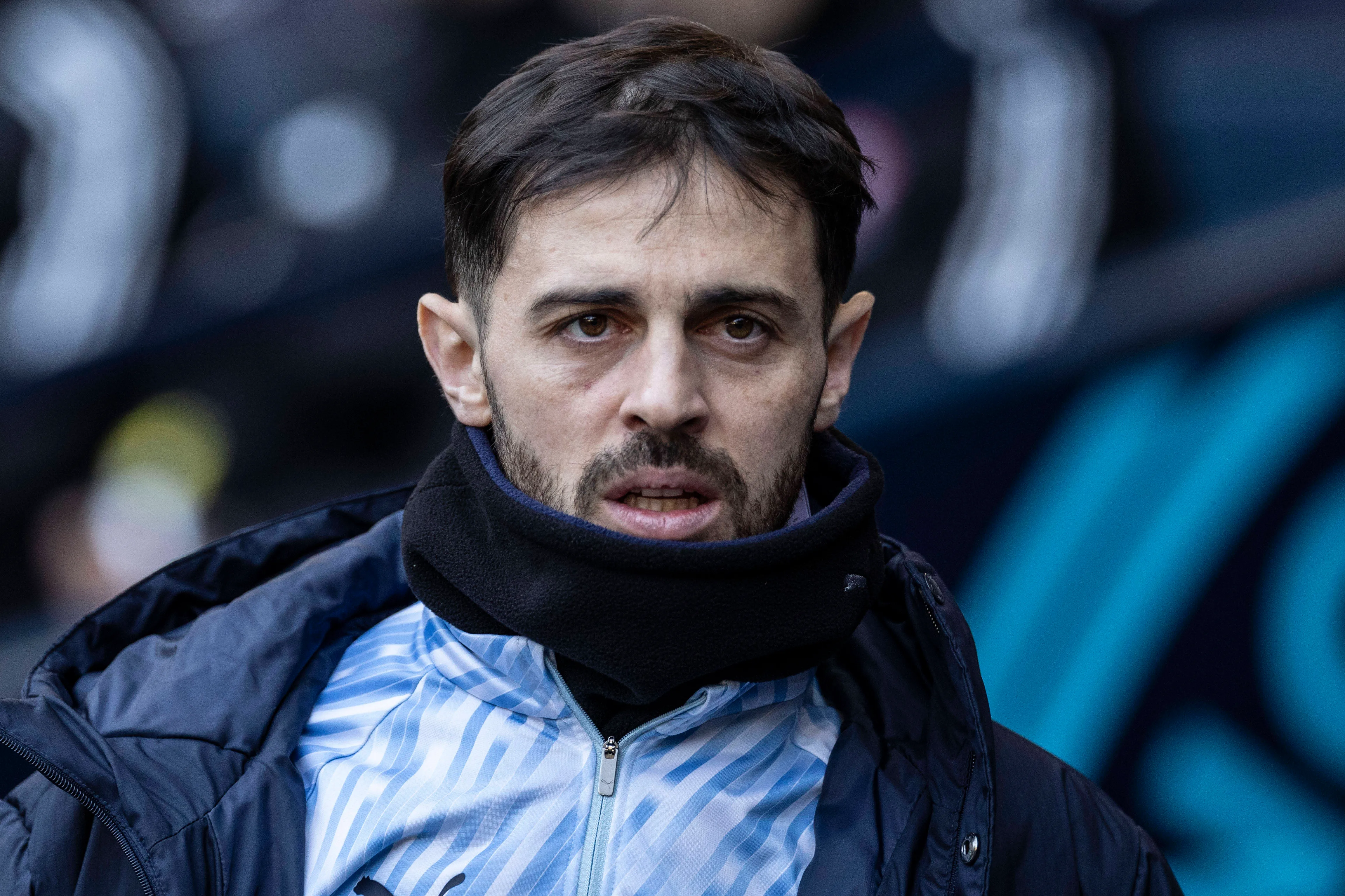 Bernardo Silva, em campo, na beira