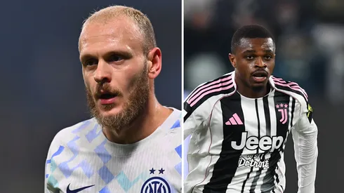 Dimarco e Kalulu estão na mira do Manchester United. Fotos: Alessandro Sabattini/Getty Images e Valerio Pennicino/Getty Imagens