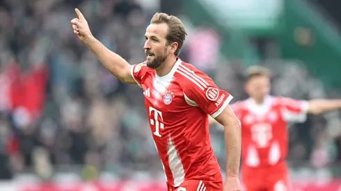 Kane comemorando pelo Bayern de Munique