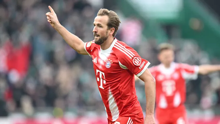 Kane comemorando pelo Bayern de Munique
