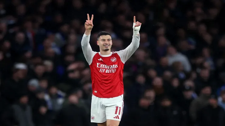 Gabriel Martinelli comemora gol pelo Arsenal - Richard Pelham/Getty Images