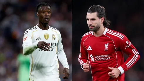 Real Madrid e Liverpool podem fechar troca envolvendo Camavinga e Szoboszlai. Fotos: Angel Martinez e Lewis Storey/Getty Images
