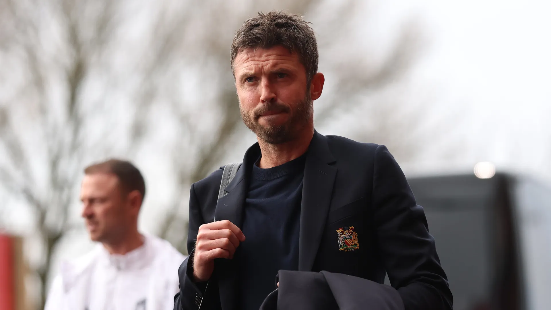 Michael Carrick durante pré-jogo do Manchester United