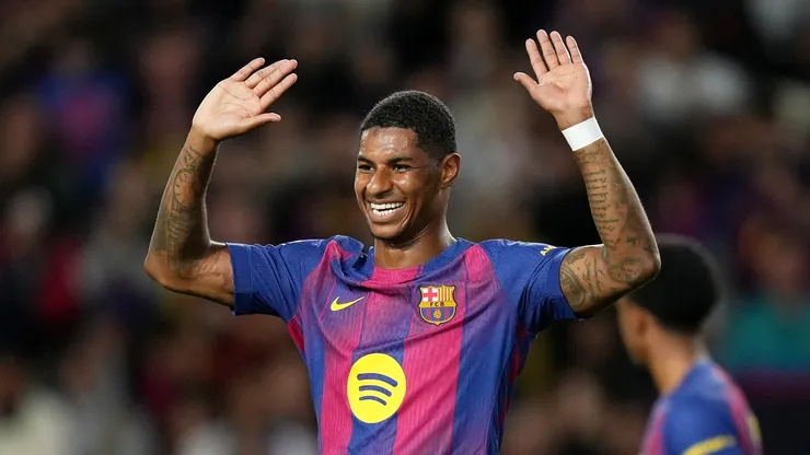 Marcus Rashford em ação pelo Barcelona. Foto: Alex Caparros/Getty Images