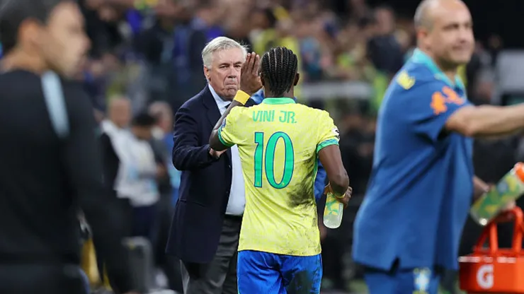 Carlo Ancelotti apoia Vini Jr. Wagner Meier/Getty Images.