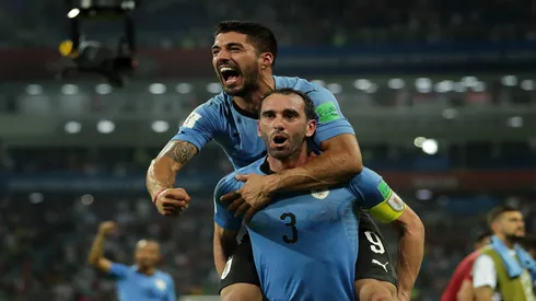 Diego Godín e Luis Suárez na Copa do Mundo de 2018 – Richard Heathcote/Getty Images