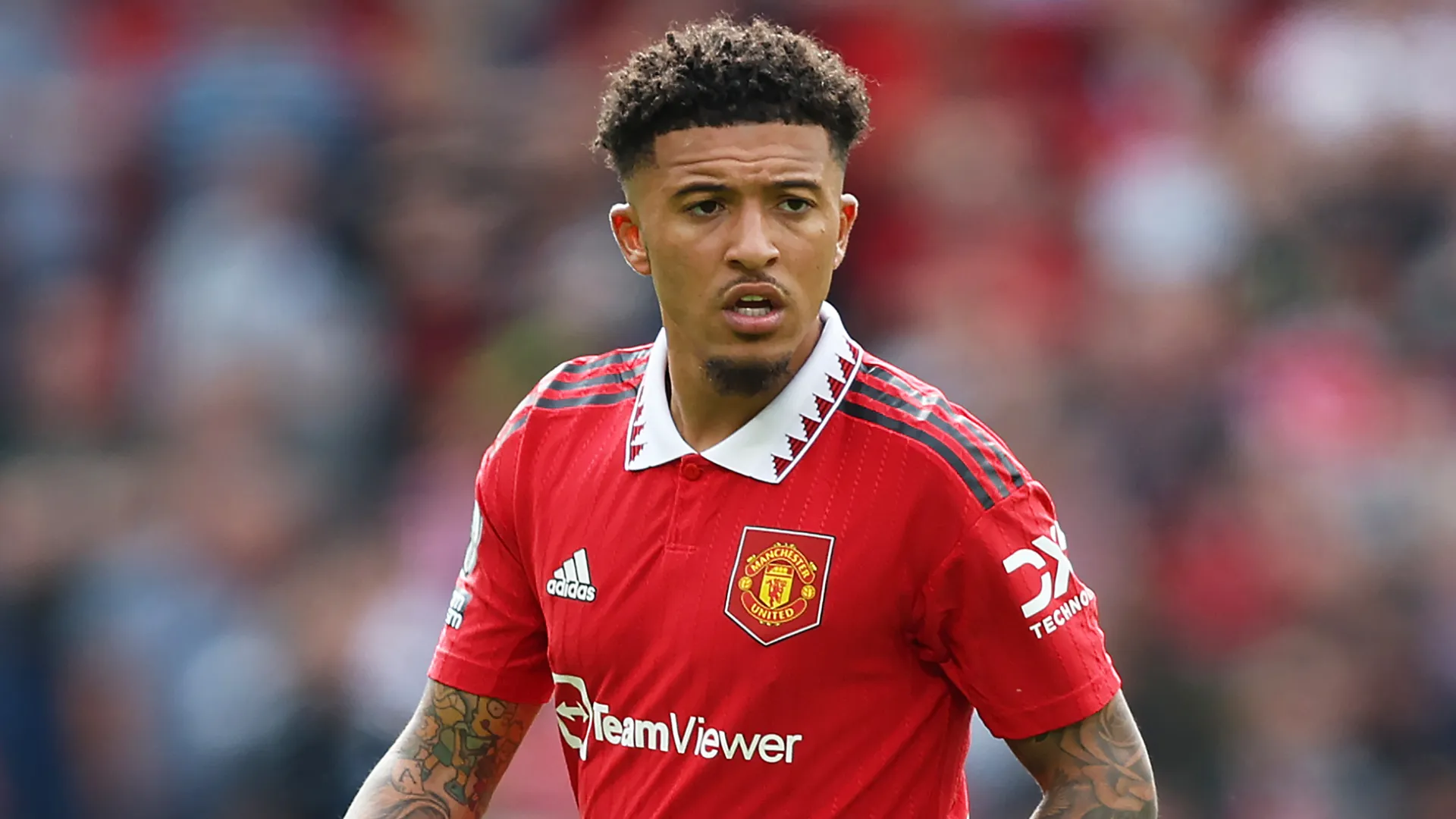 Jadon Sancho em jogo do Manchester United