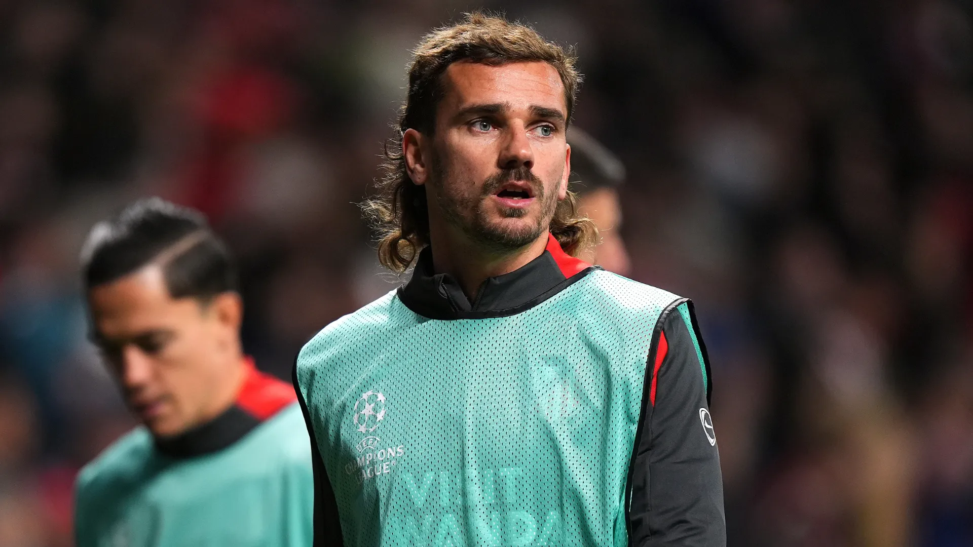 Griezmann durante aquecimento pelo Atlético de Madrid