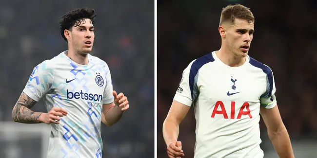 Bastoni, da Internazionale (Foto: IMAGO /&nbsp;ABACAPRESS) e Micky van de Ven (Foto:IMAGO /&nbsp;Sportimage), do Tottenham, ambos são alvos do Liverpool.