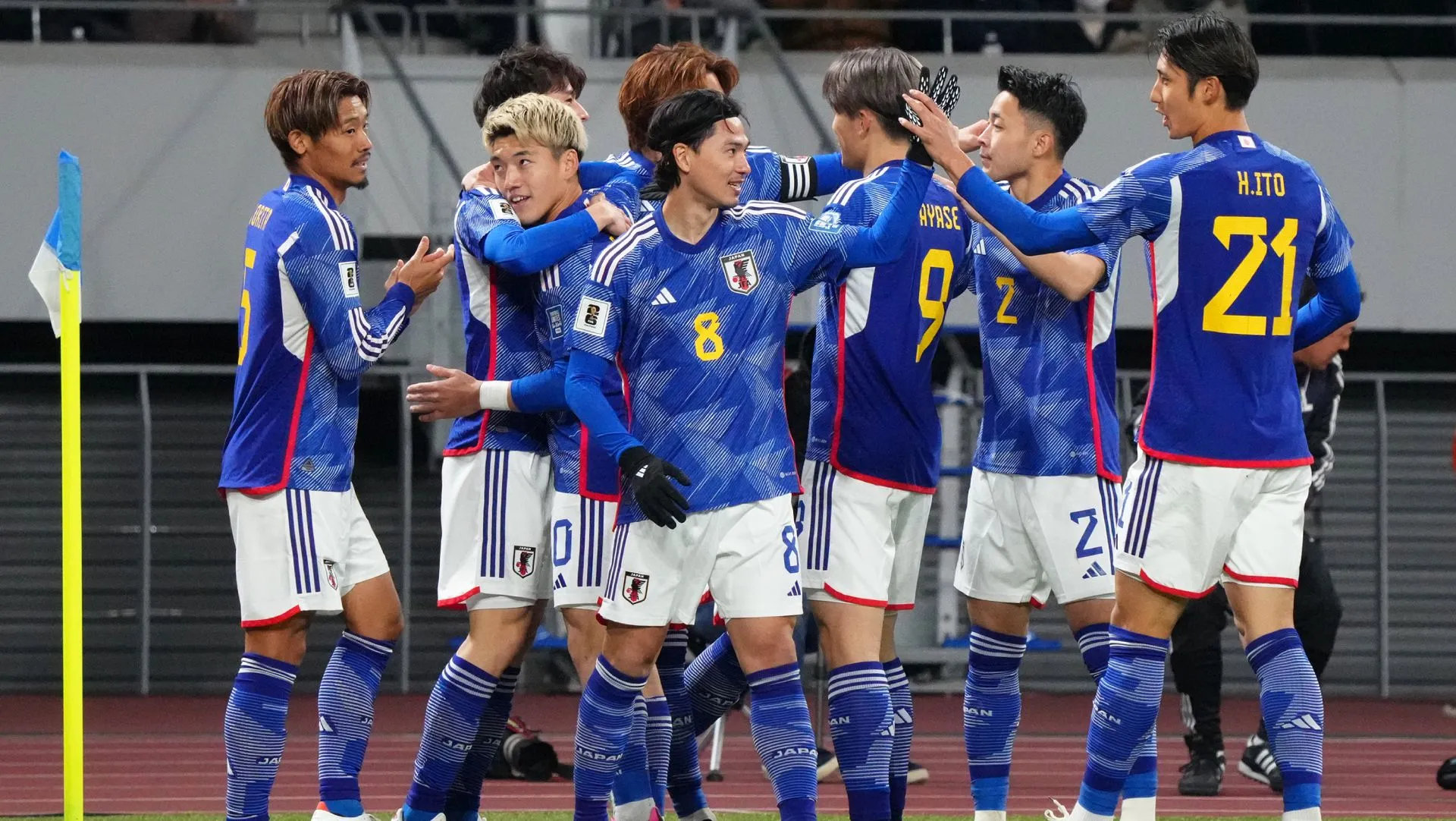 Seleção do Japão durante partida das eliminatórias da Copa do Mundo. Foto: Koji Watanabe/Getty Images