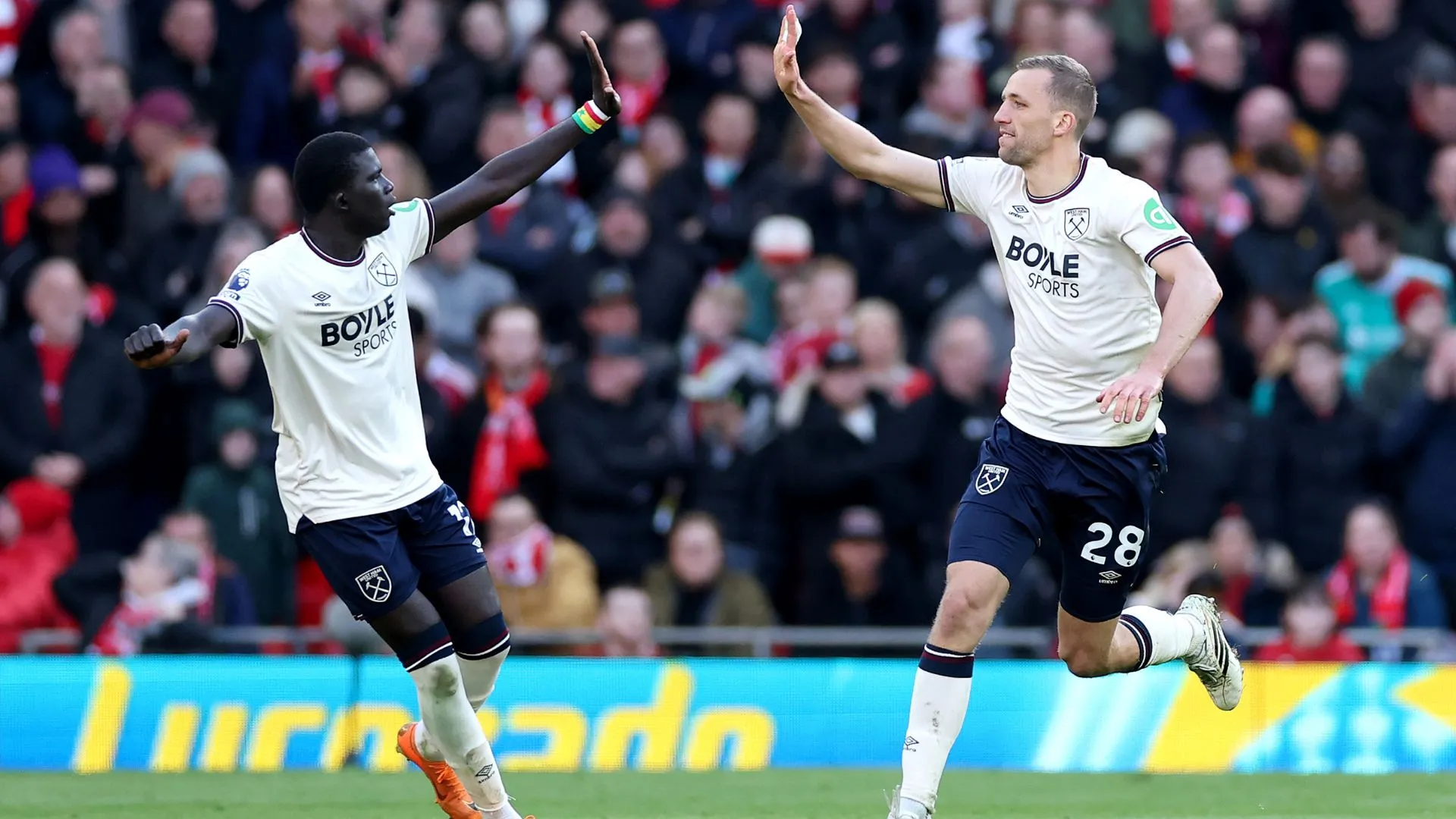 Soucek marcou pelo West Ham contra o Liverpool (foto: Dan Mullan/Getty Images)