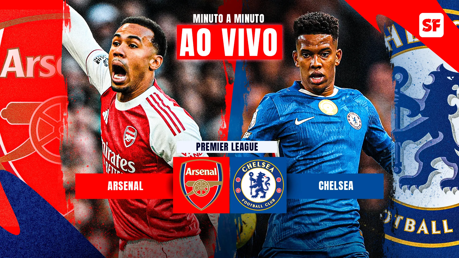 Arte de jogo Arsenal x Chelsea.