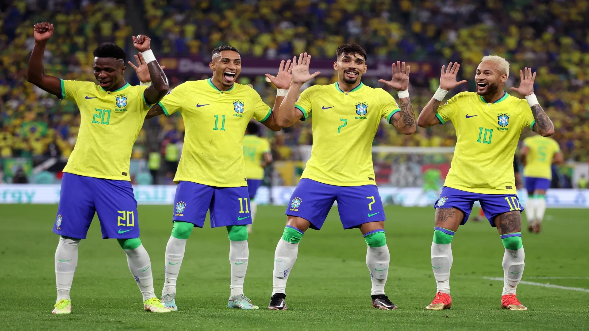 Vini, Raphinha, Paquetá e Neymar na Copa do Mundo de 2022 – Francois Nel/Getty Images