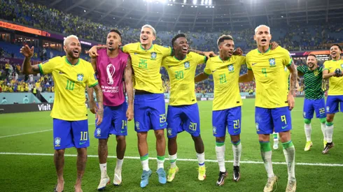 Jogadores da Seleção Brasileira durante jogo. Justin Setterfield/Getty Images.