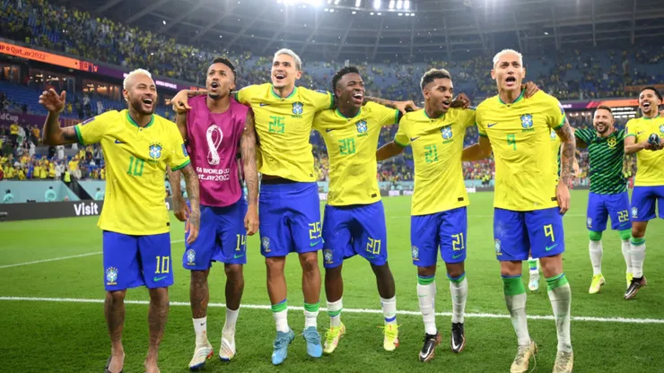 Jogadores da Seleção Brasileira durante jogo. Justin Setterfield/Getty Images.