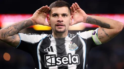 Bruno Guimarães em campo pelo Newcastle. Foto: Stu Forster/Getty Images