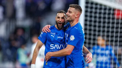 Benzema comemora vitória do Al-Hilal. Abdullah Ahmed/Getty Images.
