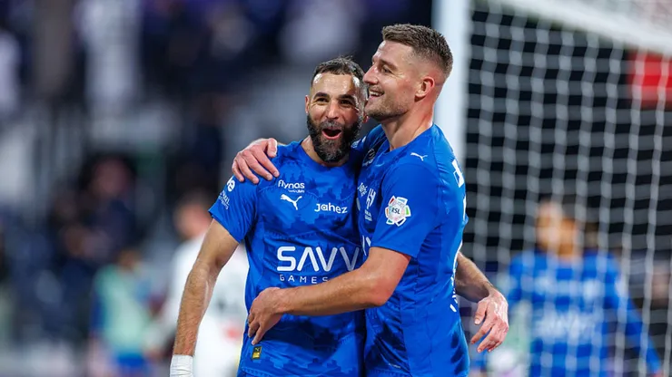Benzema comemora vitória do Al-Hilal. Abdullah Ahmed/Getty Images.