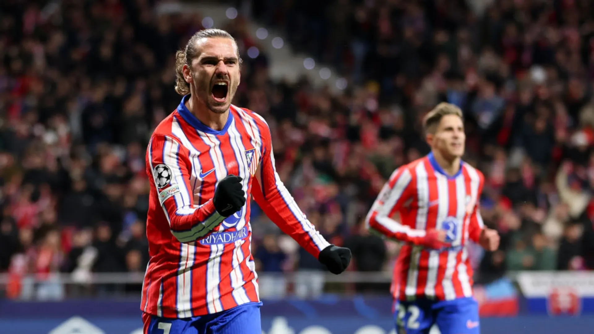 Griezmann comemorando gol pelo Atlético de Madrid