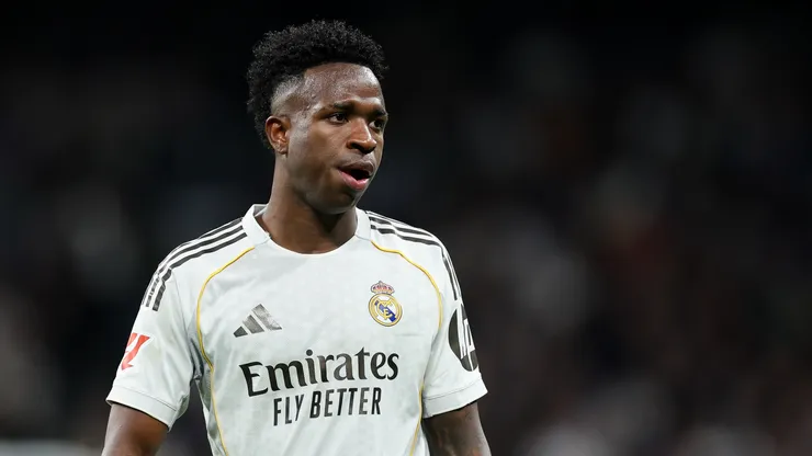 O atacante Vini Jr. em jogo do Real Madrid (Florencia Tan Jun/Getty Images)