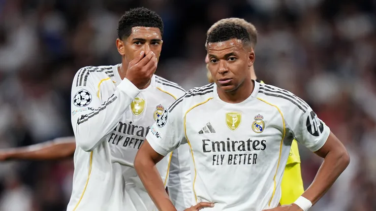 Mbappé e Bellingham pelo Real Madrid. (Foto: Angel Martinez/Getty Images)