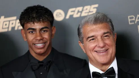 Lamine Yamal e Joan Laporta. (Foto: Pascal Le Segretain/Getty Images)