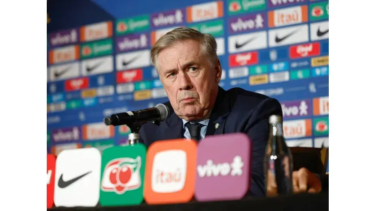 Carlo Ancelotti, técnico da Seleção Brasileira, em entrevista coletiva – (@rafaelribeirorio / CBF)