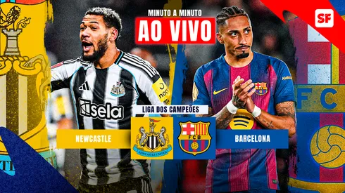 Newcastle e Barcelona se enfrentam pelas oitavas da Champions League. Fotos: Alex Livesen/Getty Images e Alex Caparros/Getty Images.
