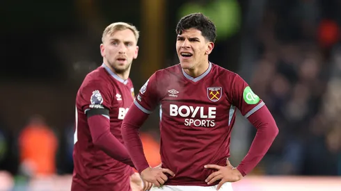 O meio-campista Mateus Fernandes em jogo do West Ham (Michael Regan/Getty Images)
