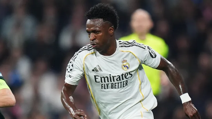 Vini Jr durante partida do Real Madrid na Champions. (Photo by Angel Martinez/Getty Images)
