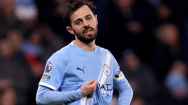 Bernardo Silva durante jogo do Manchester City. (Photo by Carl Recine/Getty Images)