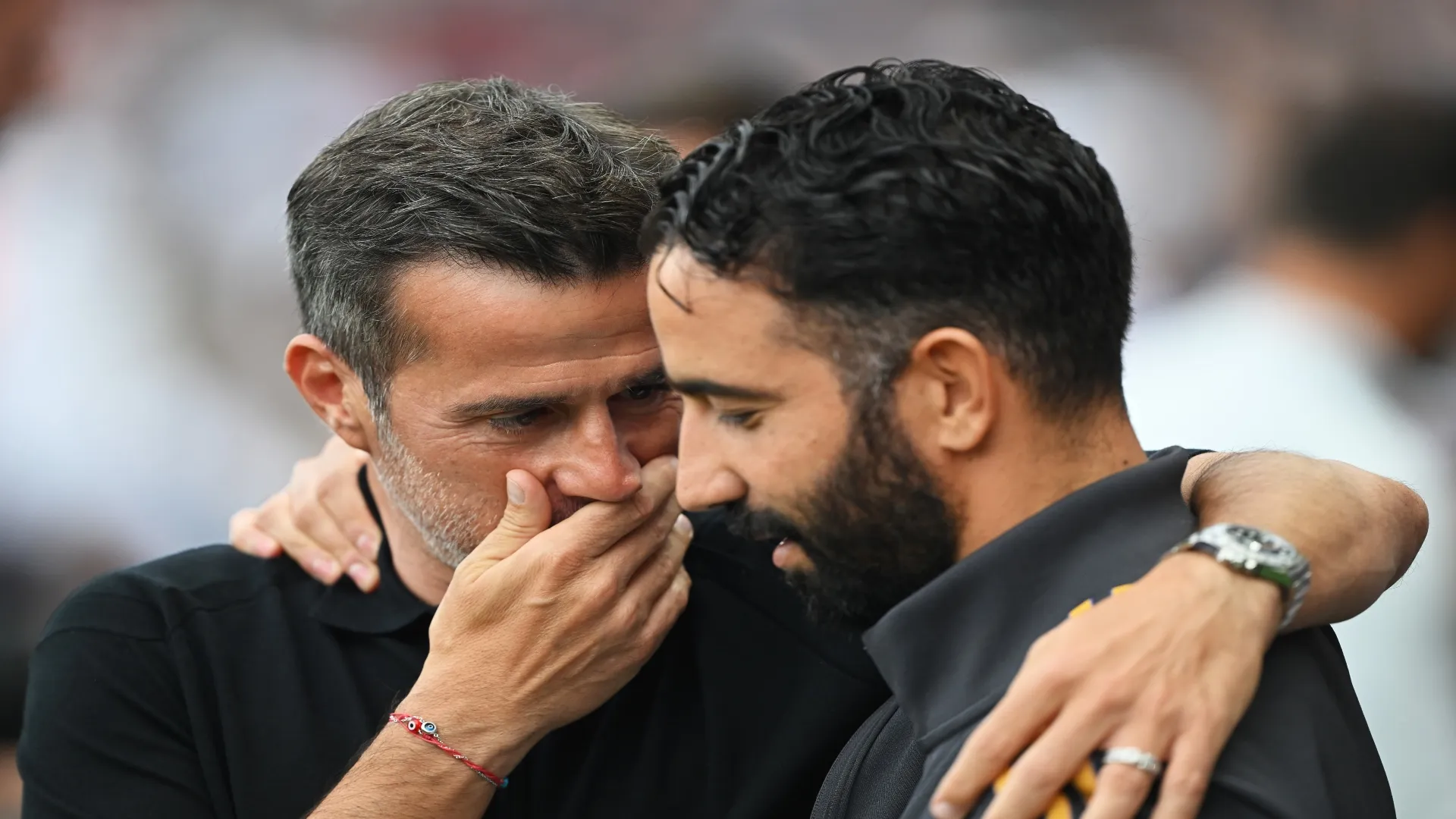 Ruben Amorim com Marco Silva, técnico da Fulham – Mike Hewitt/Getty Images