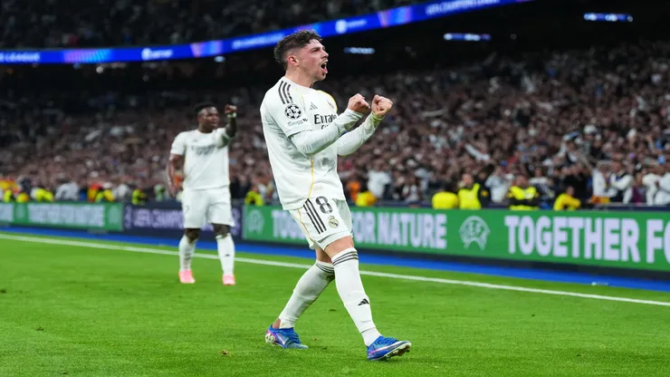 Valverde comemora gol em Real Madrid x Manchester City - Angel Martinez/Getty Images