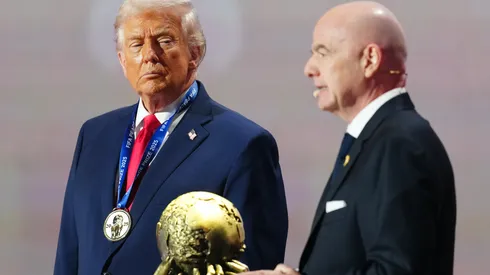 O presidente dos EUA, Donald Trump, em encontro com Gianni Infantino, presidente da Fifa (Jia Haocheng – Pool/Getty Images)
